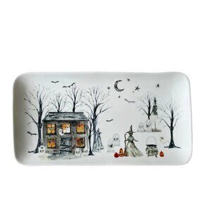 POTTER'S STUDIO Halloween Haunted House Serving Platter 7x14 - NIP